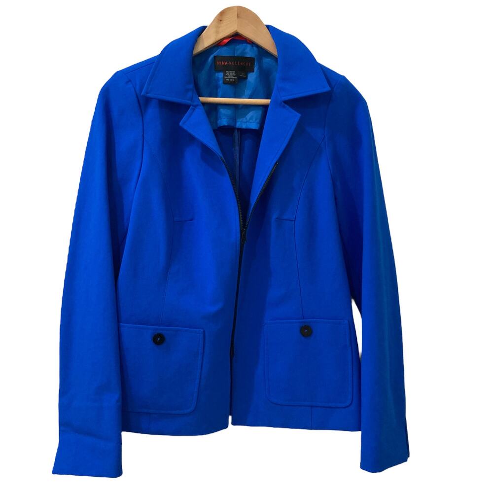 Nina McClemore Blue Star with Black Zip Jacket Size 2